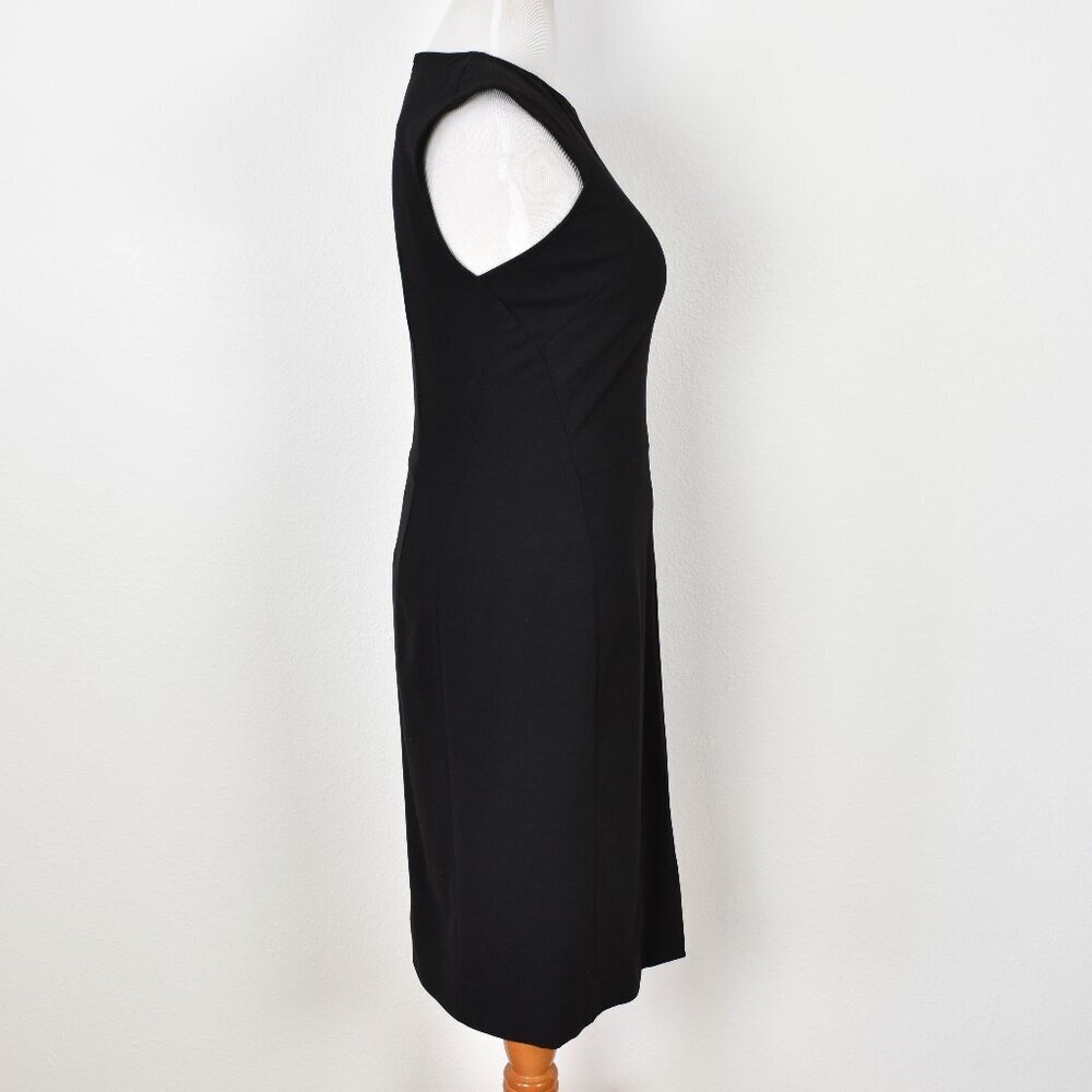 M.M. LAFLEUR Katie Front Slit Black Cap Sleeve Fitted Ponte Dress - 12 - Picture 6 of 8